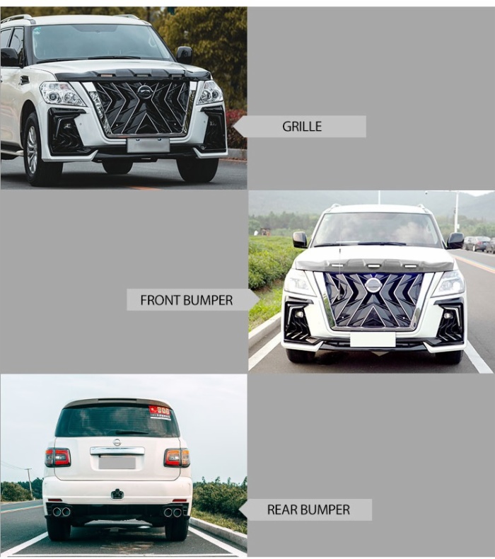Facelift Black Hawk Front/Rear Bumper Lip Grille Bodykit For 2010-2019 Nissan Patrol Parts Y62 Model
